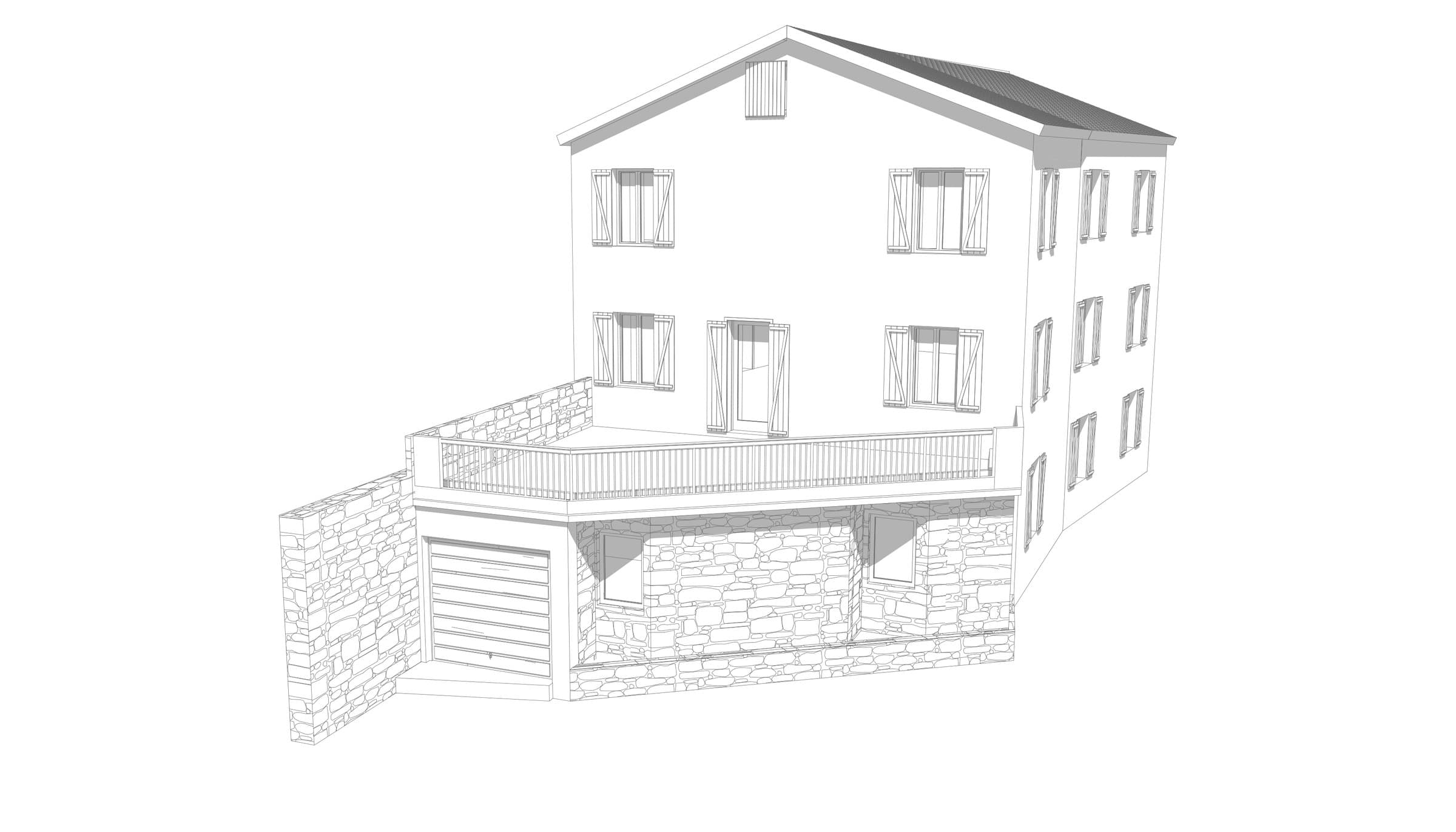 Terrasse en pierre, maison GM2