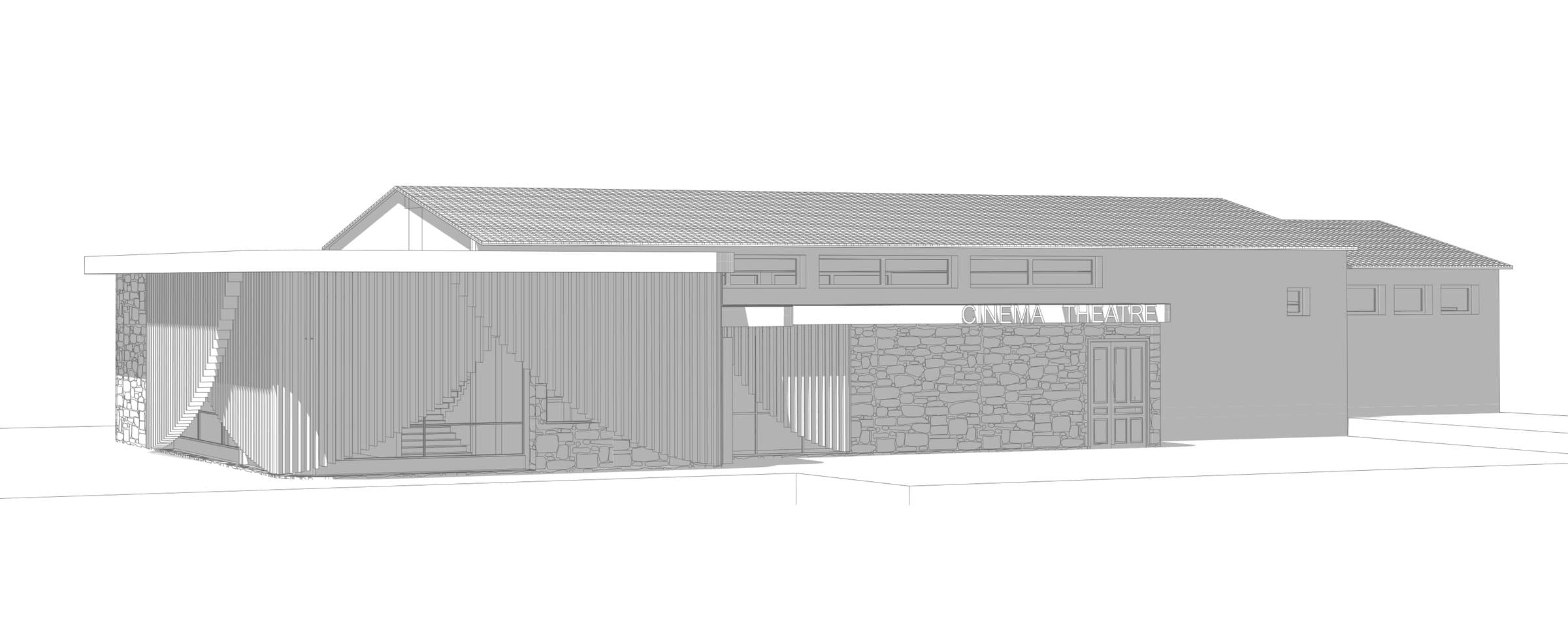 Vue extérieure, projet Teatru à Marignana